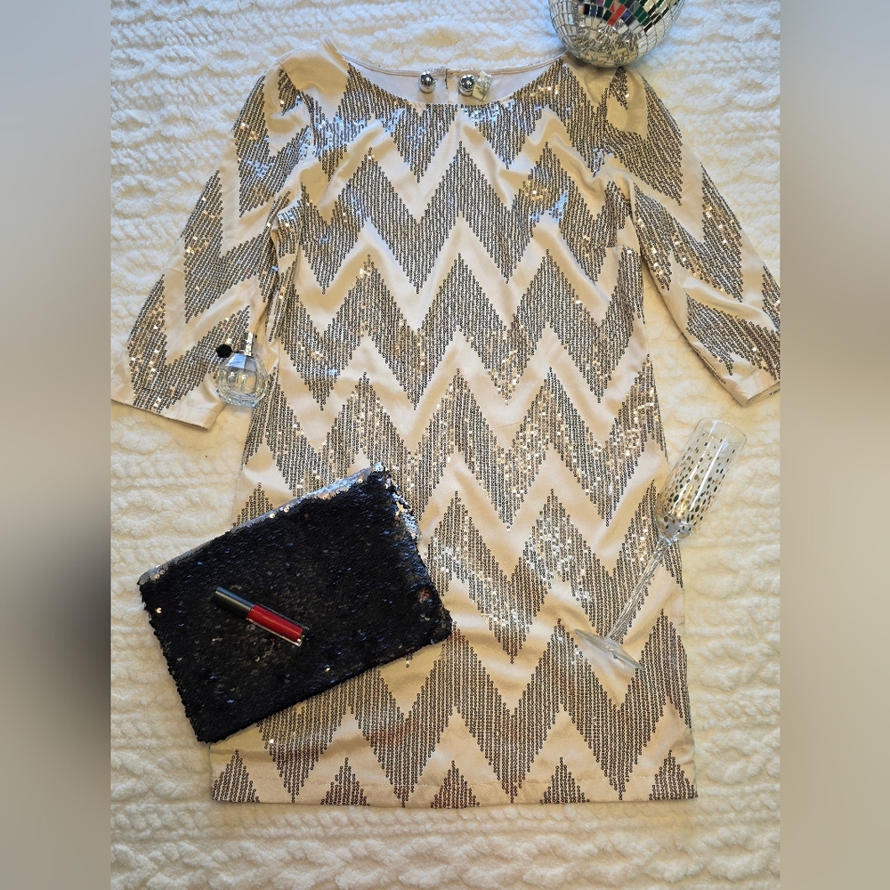 Sequin Chevron NYE Party Dress | M | Vintage Vibe
